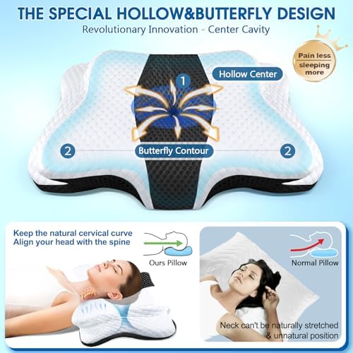 CHxxy Memory Foam Pillows, Cervical Pillow for Neck & Shoulder Pain Relief - Image 2