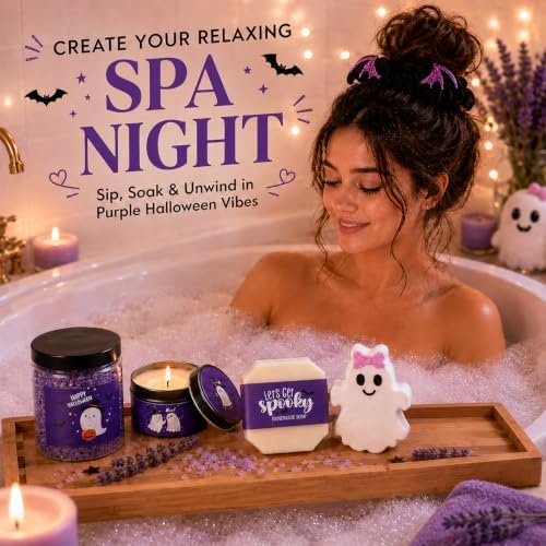 Boo Basket Stuffers for Women Teen Girls, Halloween Gifts for Women with Witch Mug Halloween Blanket and Relaxing Spa Gifts for Mom Wife Friends - Image 4