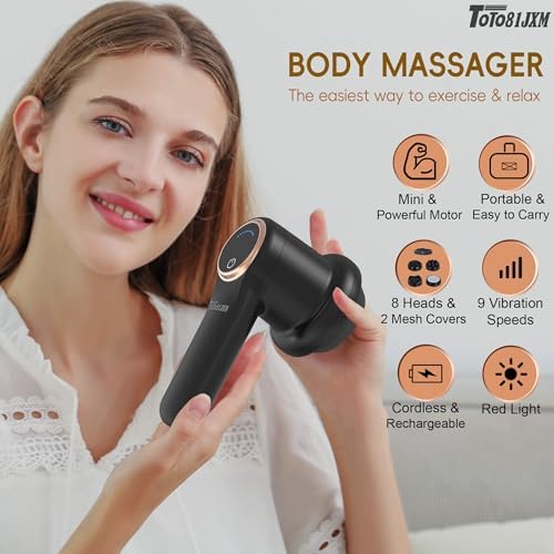 TOTO81JXM Handheld Cellulite Massager, Body Sculpting Machine, Lymphatic Drainage Device, Lipo Massage Roller for Stomach Belly Butt Arms Legs, Vibrating Massage Home Use Cordless & Mini (Black) - Image 2