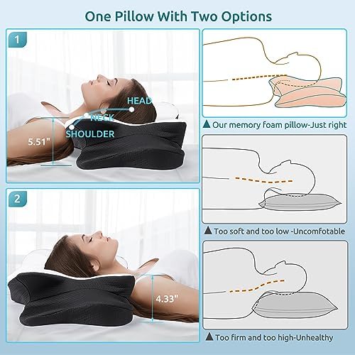 DONAMA Cervical Pillow for Neck and Shoulder Pain Relief, Cooling Contour Memory Foam Pillow, Dual-Height Ergonomic Neck Support Pillow for Side Back Stomach Sleepers with Removable Pillowcase - Image 5
