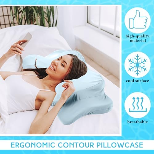 Hahafelt Cooling Cervical Neck Pillowcase,Haze Blue,Standard Size - Image 3