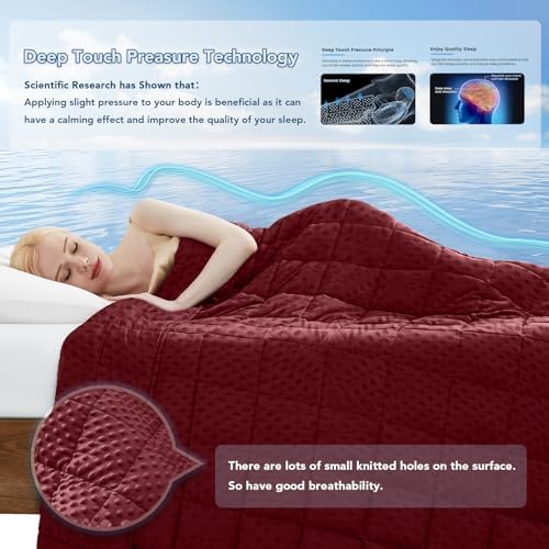 Topcee Weighted Blanket for Adults (15lbs 48"x72"), Minky Dots Heavy Blanket for Woman, Man Sleeping, Soft, Cozy and Cooling Weighted Throw Blankets, Machine Washable, Burgundy - Image 3