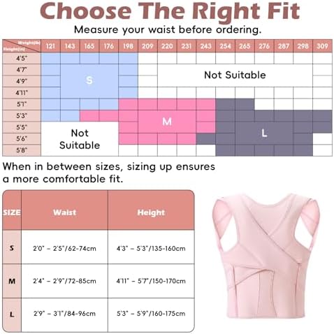 Posture Corrector for Women & Men, Full Back Brace Support with Adjustable Shoulder Straightener, Lower & Upper Back Pain Relief - Scoliosis, Hunchback, Spine Corrector (Pink, Medium) - Image 3
