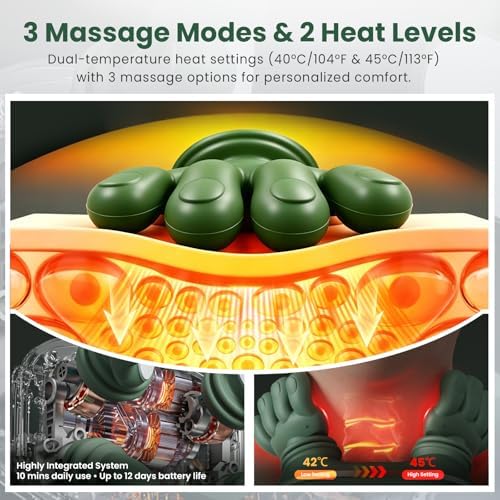 Upgrade 4D Neck and Shoulder Massager with Heat, Wireless Portable Bionic Massage with Real Human Hand Kneading, Neck Massager for Pain Relief Deep Tissue, Relax Muscle Tension(Emerald Green) - Image 5