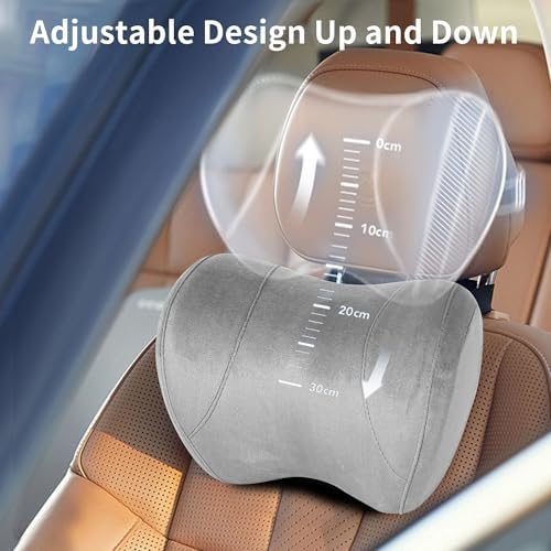 Car Neck Pillow Adjustable Up and Down Style 2 Pack,Car Headrest Pillow for Neck Support Relieves Driving Fatigue, Soft Memory Form and Ergonomic Design Fits Most Heights and Car Seats (Gary) - Image 3