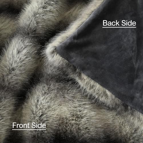 HORIMOTE HOME Luxury Faux Fur Throw Blanket, Non-Shedding 50"x60" Fur Blanket Throw, Ultra Soft Blankets for Bed, Couch and Sofa, Premium Soft, Thick Fluffy Throws, Grey Black Stripes - Image 5