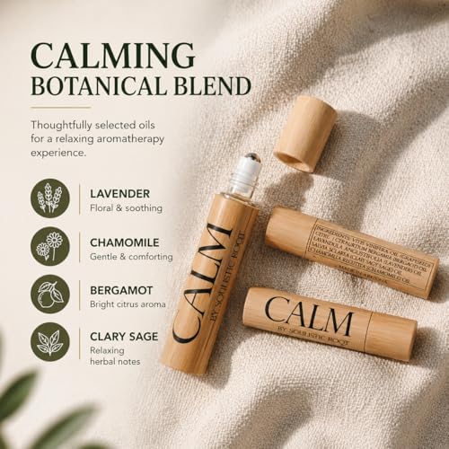 Calm Essential Oil Roller – Aromatherapy Roll On with Lavender & Chamomile – Calming Essential Oil Rollerball for Women, Self Care, Travel, Meditation & Wellness Gift – 10ml | Soulistic Root - Image 2