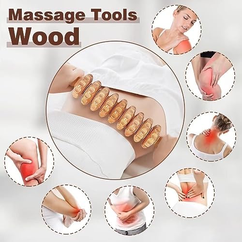 10-in-1 Wood Therapy Massage Tools Gua Sha Wooden Massager for Body Shaping Massage Tool Set Wood Therapy Tools for Relieving Muscle Pain Body Lymphatic Drainage Massager Anti-Cellulite - Image 2
