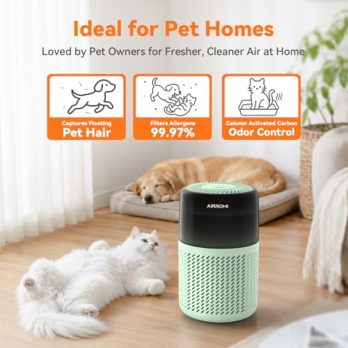AIRROMI HEPA Air Purifier for Bedroom&Home,Pet Air Purifier for Home,Removes Pet Odor,Cat Litte Smell,Dust,Quiet Room Air Purifier with Scents,360°Air Cleaner,A2005 Fresh Turquoise - Image 2
