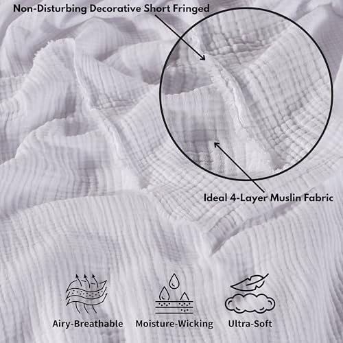 Muslin Blanket - Pure 100% Turkish Cotton Airy Soft Light Versatile Gauze Throw Blanket for Bed, Couch, Sofa (White, Throw Size (50" x 66" inch)) - Image 4