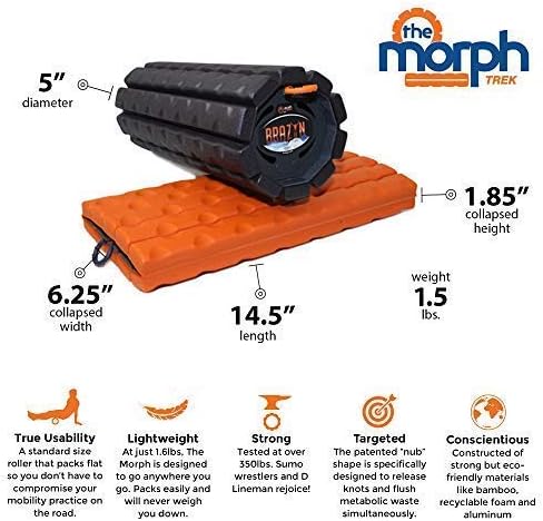 Brazyn Morph Bravo Foam Roller Bundle for Home, Gym, Office, Travel, Athletes | Collapsible & Lightweight Roller for Trigger Point Massage & Mobility Stretching Strap | Multi-Functional 12-Loop Strap - Image 2