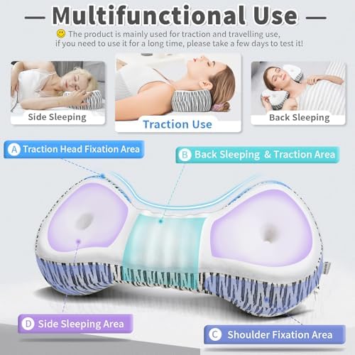 Neck Support Pillow, Cervical Neck Roll Memory Foam Pillow, Cervical Traction Device, Neck Pillow for Side Sleepers, Camping & Travel Pillow with Portable Bag - Image 3