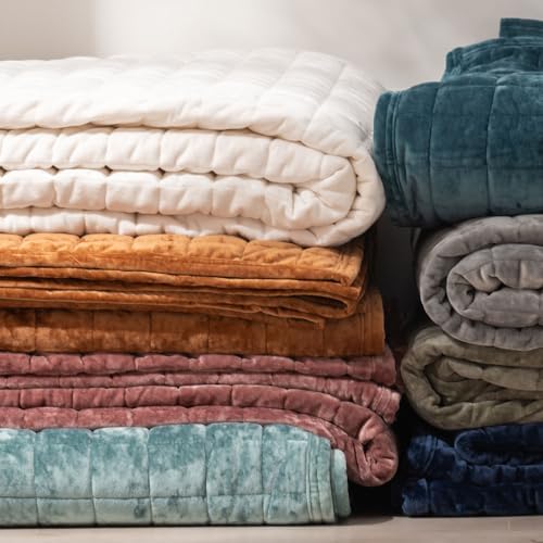 RECYCO Channel Box Stitch Velvet Quilt Set, Full Queen Size, Terracotta - Image 6