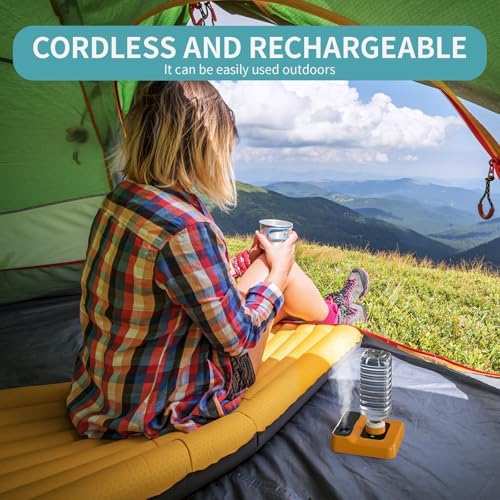 Travel Humidifier, Portable Small Humidifier for Plants, Bedroom, Office, Hotel or Car, Battery Operated Mini Cool Mist Humidifiers, Quiet 23dB, Auto-off, Night Light & BPA-Free, Orange - Image 2