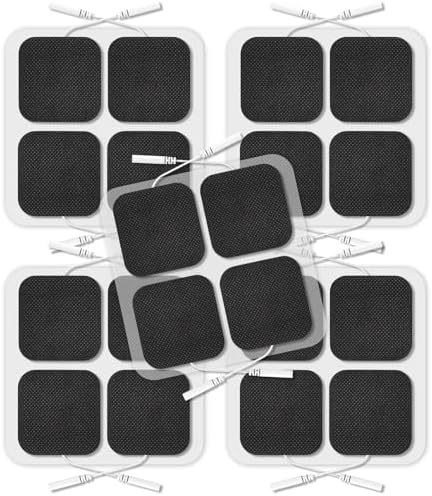 TENS Unit Replacement Pads, 2x2”20 Pcs Reusable Self-Adhesive TENS Unit Electrodes Pads, NURSAL Latex Free TENS Pads Replacement Compatible with AUVON, TENS 7000 Muscle Stimultaion Machine (Black) by NURSAL