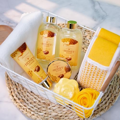 Birthday Gifts for Women, Honey Almond Spa Gift Baskets Bath Set for Women - Image 7