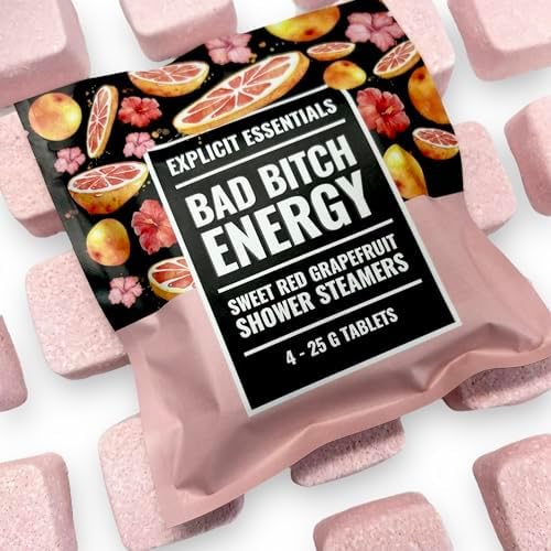 Explicit Essentials Bad B Energy Shower Steamers | Sweet Red Grapefruit Aromatherapy Shower Steamer Tablets (4 Pack) | Energizing Spa Shower Gift for Self-Care, Stress Relief & Confidence Boost - Image 6