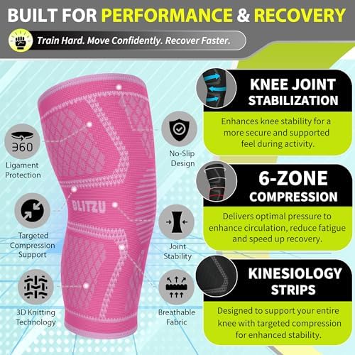 Knee Brace Men & Women, Knee Compression Sleeve Support Wrap Tendonitis L - Image 4