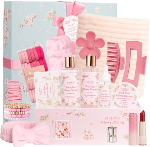 57 Pcs Bath Spa Kit for Women, Rose Bath and Body Gift, Facial Skin Care Set, Self Care Pampering Kit, Face Serum, Home Spa, Birthday Gift Set, Mother Day, Bridal Shower Bath sets for women gift by SaintRoy