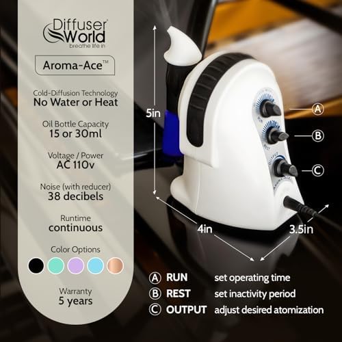 1000 Sq Ft Waterless Diffuser for Essential Oils, Made in USA Black Waterless Aroma Atomizer for Home Large Room Fragrance, Home Scent Machine, Air Aromatherapy with Adjustable Timer - Image 5