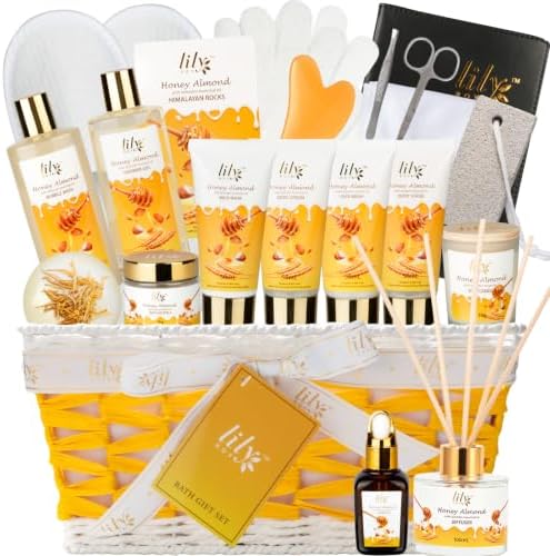 21Pcs Spa Gifts Set, Moisturizing Almond Spa Gift Baskets for Women & Men by LILYROY