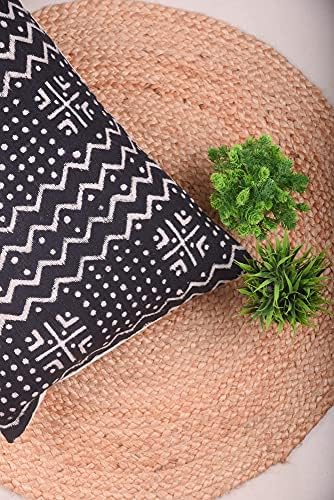 Trade Star Designer Body Pillow Cover 14x36 100% Cotton Throw Pilllow Cover Handmade Large Mudcloth Pillow Case Decorative Boho Style Cover for Farmhouse Inches (Black, Alma) - Image 2