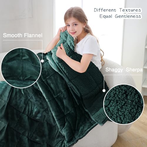 Aemicion Weighted Blanket for Adults Kids(10lbs,48"x72",Green on Both Sides) Sherpa Fleece Heavy Blanket for Sleeping Perfect for 80-110lbs, Machine Washable - Image 2