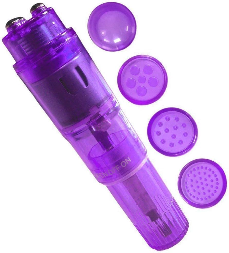 Small Mini Massager Portable Pen for Face, Neck, Head,Back Massage with 4 Heads (1PK Purple) - Image 6