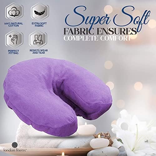 LONDON LINENS Pack of 10, Premium Extra Thick 100% Cotton Flannel Massage Tables Face Cradle Covers Cozies Fitted - Includes 10 pcs (Lilac) - Image 2