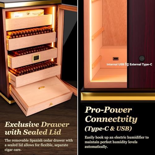 500-Count Cigar Humidor Cabinet with Digital Hygrometer, Gift Set - Image 5
