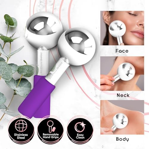 Ice Globes for Facials, Unbreakable Steel Cooling Roller, Cryo Sticks for Face, Massager for Face, Neck & Eyes, Skin Care for Dark Circles, Puffiness, Wrinkles, Collagen Production (Purple) - Image 2
