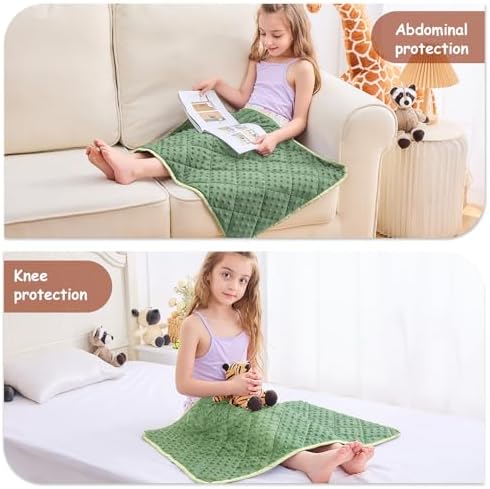 yescool Weighted Lap Pad 2 lb Small Lap Blanket, Weighted Lap Blanket Minky Weighted Throw Blankets, Blankets Gifts for Travel Outdoor Indoor, 20 * 30in Moss Green - Image 5