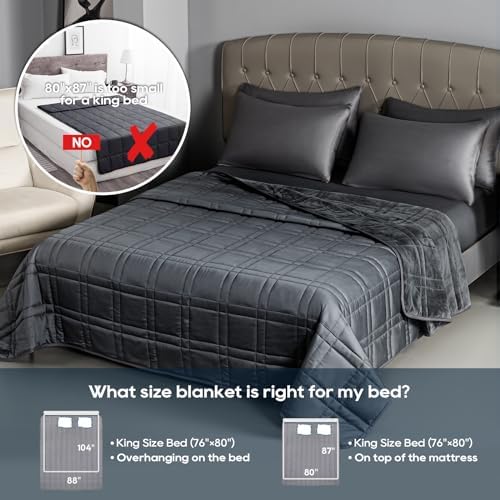 King Size Weighted Blanket 40lb(88''x104'' , Dual-Sided), Reversible Cozy Warm Velvet & Cooling Tencel Fabric King Weighted Blanket for Adults & Couples All Season Use - Carry Bag Included, Dark Grey - Image 5