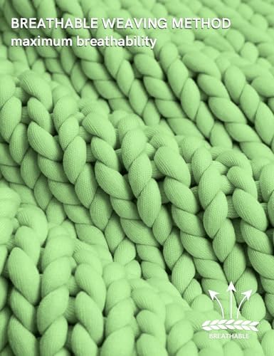 YnM Chunky Throw Blanket, Medium-Weight, Hand Knitted, Skin Friendly, Ventilated and Breathable, Machine Washable, Home Décor Piece for Couch, Sofa and Bed (Avocado Green, 40x50 Inch) - Image 4