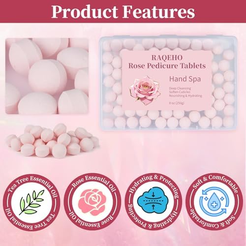 Manicure Spa Balls 8oz - Moisturizing Nail Soaking Tablets, Rose - Image 4