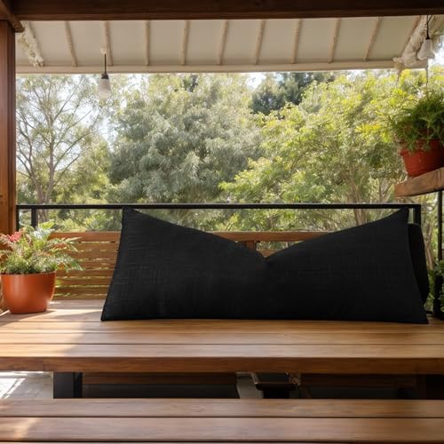 Kevin Textile Outdoor Waterproof 14”x36” Lumbar Pillow Cover 1 Pack, Black - Image 6