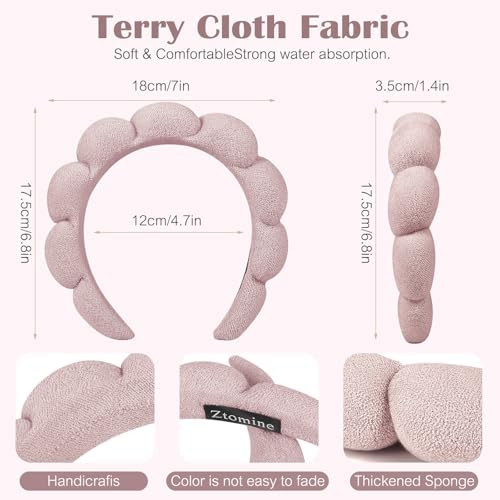 Ztomine Spa Headbands for Washing Face or Facial, Set of 2 Skincare Headbands, Terry Cloth Headband Wash Combo Pack - Puffy Makeup Washing, Mask, Skin Treatment - Image 3