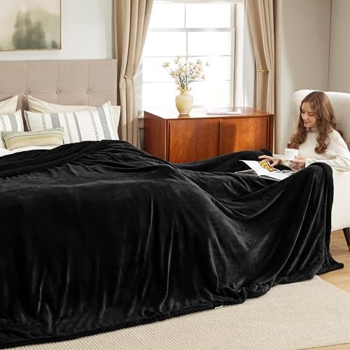 Bedsure GentleSoft Sherpa Fleece Oversized Cal King Blankets for Bed - Thick and Warm Throw for Women and Men, Soft Fuzzy Plush Large Blanket for Winter, Non-Heated, Black, 112x98 Inches - Image 4
