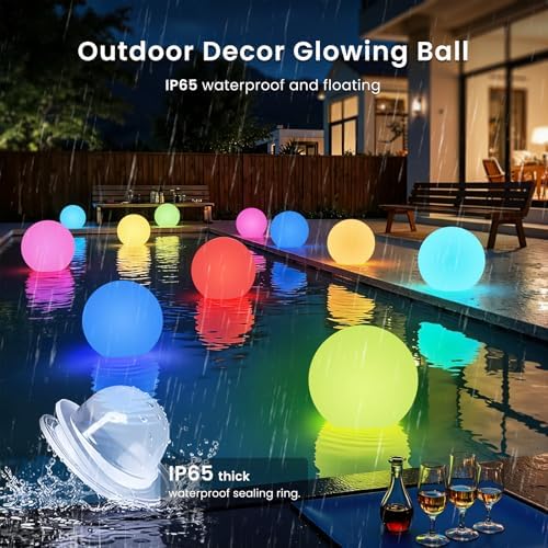 LOFTEK LED Pool Light, 12-inch Rechargeable Globe Floor Lamp w/Remote - Image 3