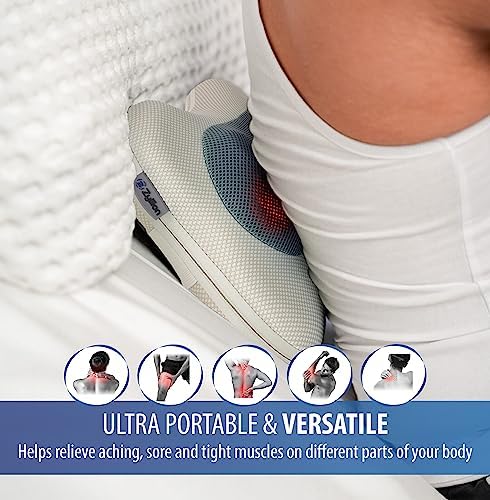Zyllion ZMA-13 Back and Neck Massager with Heat for Pain Relief, Cream - Image 4