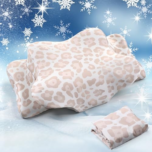 Hahafelt Cooling Cervical Neck Pillowcase,Leopard Print Color,Queen Size by Hahafelt