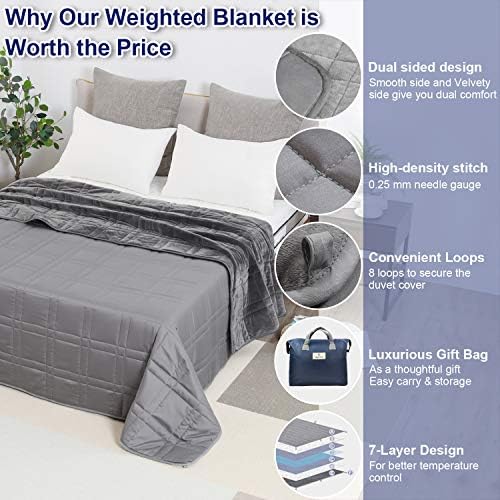 OMYSTYLE Warming & Cooling Weighted Blanket for Adult (25lb, 60 X 80 Inches) - Reversible Tencel/Short Plush Twin Size Weighted Blanket, Bonus Carry Bag Included - Image 6