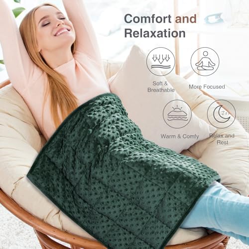 Alomidds Weighted Blanket 7lbs for Adults, Cozy Luxury Breathable Weighted Lap Blanket, Small Weighted Blanket for Travel, Relaxation, Sleeping, Calming, Green, 29" x 24" - Image 7