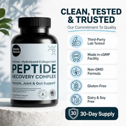 Peptide Recovery Complex – Advanced 157 Recovery Blend with Hydrolyzed Collagen Peptides & Amino Acids | Muscle, Joint & Tissue Support for Men & Women | Post-Workout Flexibility | 90 Capsules - Image 6