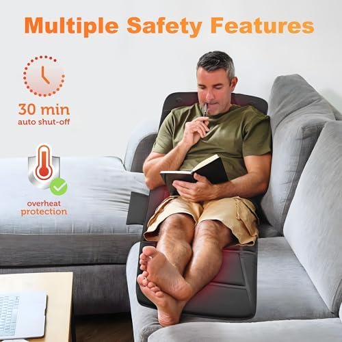 CILI Massage Mat Full Body,Massager Chair Pad,10 Vibration Motors & 5 Massage Modes,Back Massager for Bed,Massage Mattress Pad for Back,Heating Pad with Auto Shut Off - Image 5