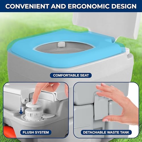 SereneLife Portable Toilet 5.3 Gal Camping Travel Outdoor Flush Toilet Seat - Image 3