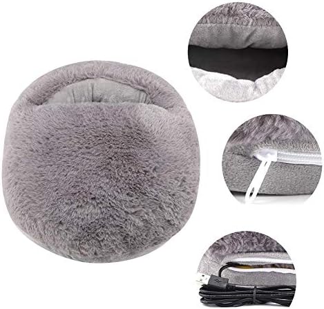 USB Electric Heated Foot Warmer, Plush Foot Heater, Rechargeable Kneading Massager, Thermal Slipper, Pain Relief, Heat Therapy, (Grey) - Image 5