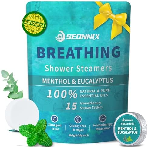 Shower Steamers Aromatherapy 15 Pack, Menthol & Eucalyptus Shower Bombs with Natural Essential Oils, Quick Relief Nasal Congestion, Relaxation & Self Care Gifts for Women & Men by CreateExtraordinaryEnjoyment
