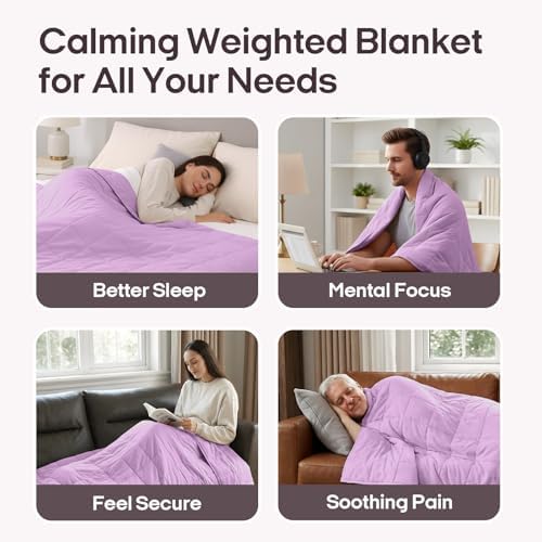 ZonLi Cotton Weighted Blanket (60"x80", 20lbs, Light Purple) - Image 5