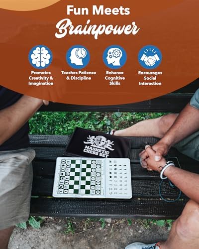 WE Games Mini Magnetic Travel Chess Set – 6-Inch Foldable Board with Durable Vinyl Pieces & Extra Queens– Indoor & Outdoor Magnetic Chess Game - White Logo (Pack of 2) - Image 5